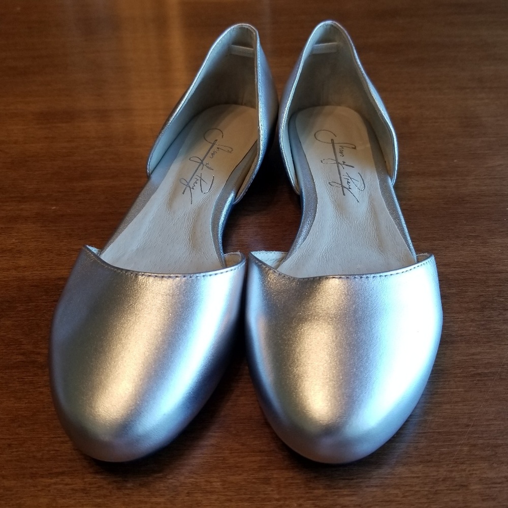 Shoes of Prey silver double d' Orsay flats